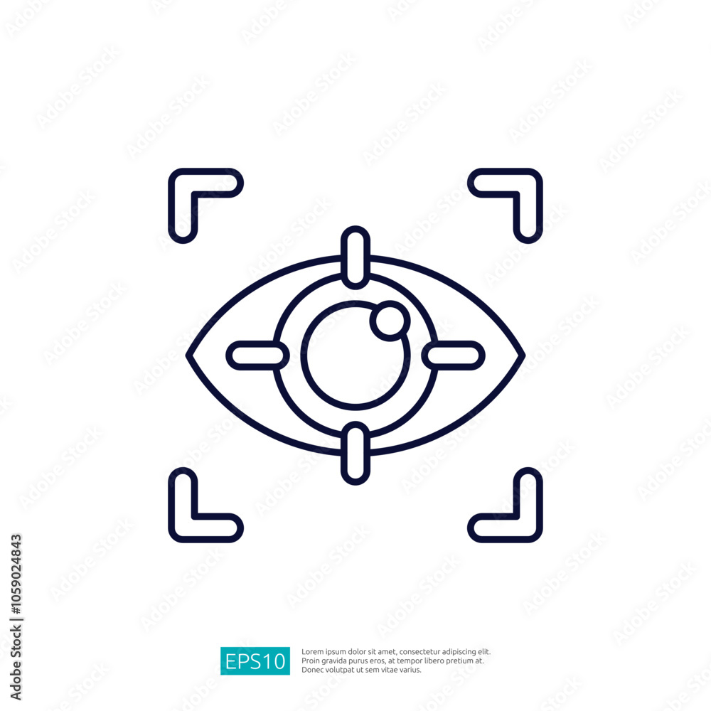 Poster the image features a stylized eye with a circular element in the center, framed by a rectangular foc