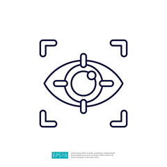 The image features a stylized eye with a circular element in the center, framed by a rectangular focus outline, suggesting themes of vision or observation.