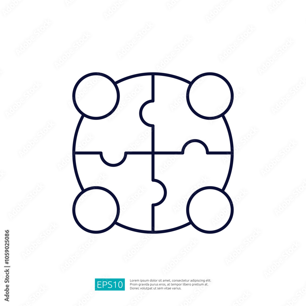 Poster the image features a simple outline of a circular puzzle with four connecting pieces, symbolizing co
