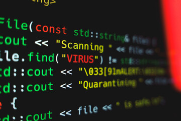 Obraz premium Virus installed in computer code. Security online concept