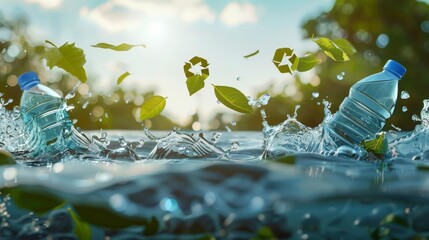 Promoting eco friendly water practices  a striking visual of nature and sustainability symbols