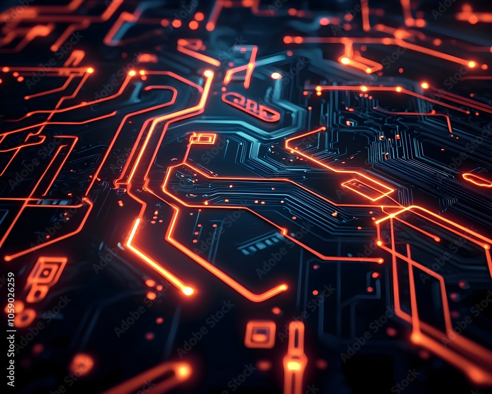 Aufkleber vibrant futuristic circuit board backdrop with glowing neon interconnected patterns