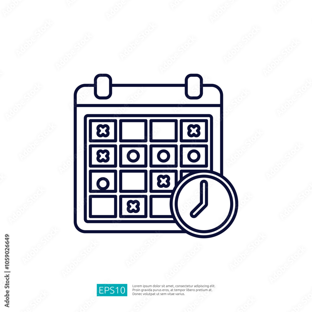 Poster the image features a calendar with a grid layout and a clock icon, symbolizing scheduling or plannin