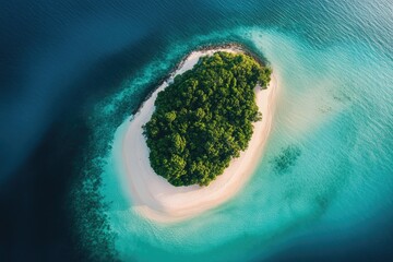 Remote tropical island in turquoise lagoon. A tranquil natural paradise.