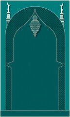 Muslim prayer rug illustration design. Ottoman decorative ornament. Textile products, greeting card, Ramadan celebration.