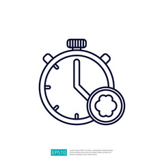 The image features a simple outline of a stopwatch with a clock face and a flower icon, symbolizing time management and productivity in a visually appealing manner.