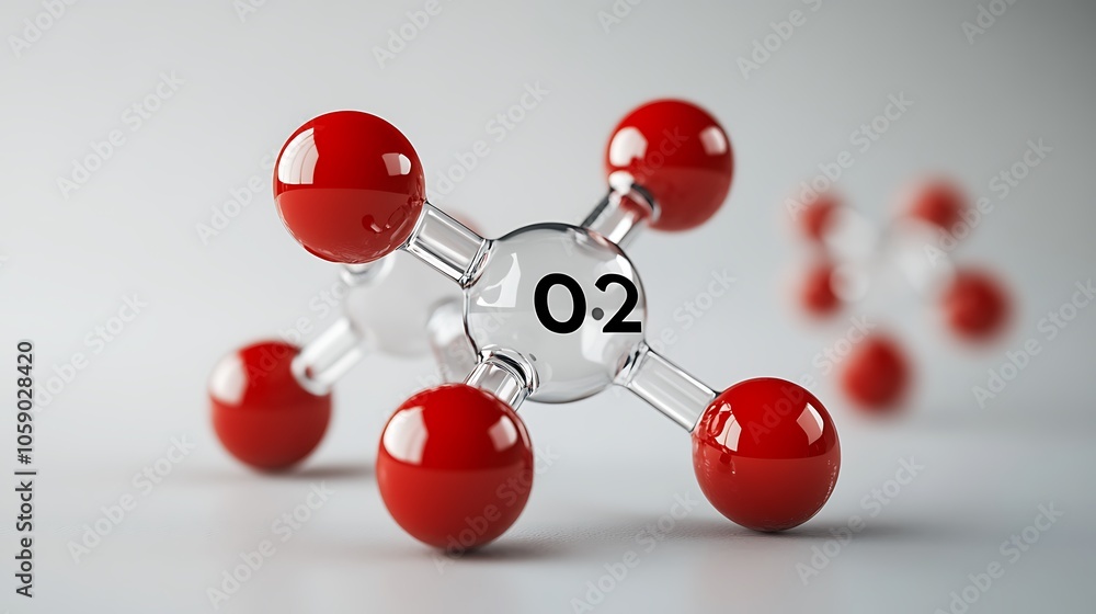 Poster a molecular structure with red and clear spheres, labeled with the number 0.2, representing a compou