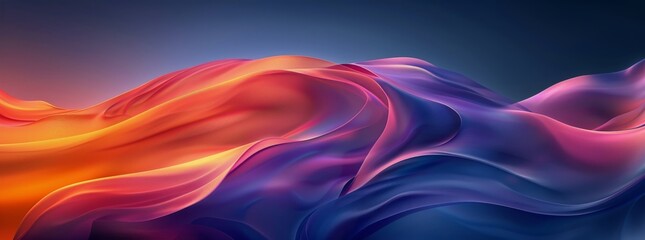 Obraz premium Abstract Digital Art With Vibrant Red, Orange, Pink, And Blue Wavy Lines On A Dark Background