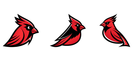 cardinal bird red logo with black background icon design vecto