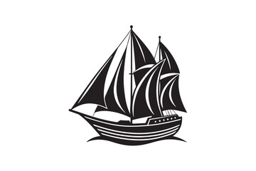 Sailing Boat silhouette vector illustration, Sailing Boat silhouette Bundle 