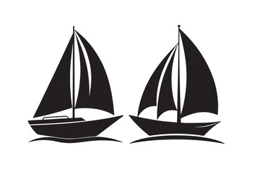 Sailing Boat silhouette vector illustration, Sailing Boat silhouette Bundle 