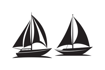 Sailing Boat silhouette vector illustration, Sailing Boat silhouette Bundle 