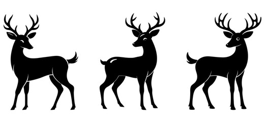 black vector deer silhouette white background