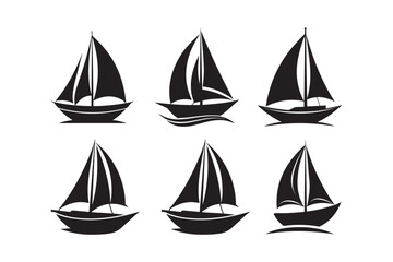 Sailing Boat silhouette vector illustration, Sailing Boat silhouette Bundle 