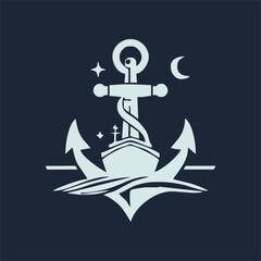 ship anchor emblem, black isolated silhouette vector © Avra