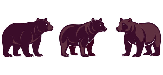 Bear Silhouette Roaming in the Forest , Wildlife and Nature Vector Illustration