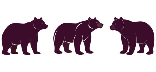 Bear Silhouette Roaming in the Forest , Wildlife and Nature Vector Illustration