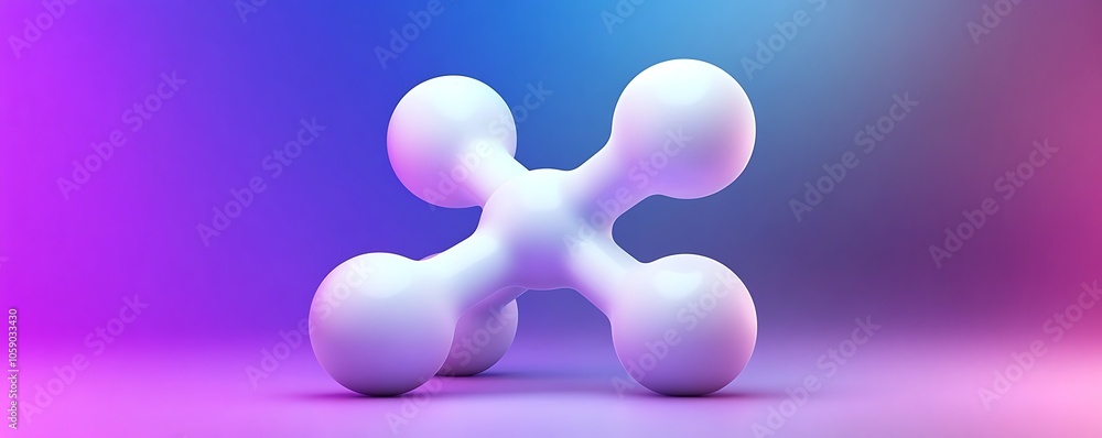 Poster a stylized molecular structure in a gradient background, emphasizing science and design.