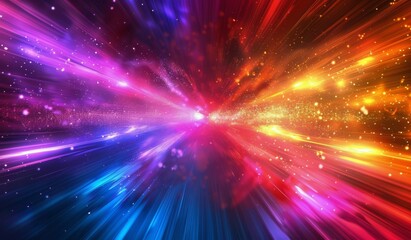 Obraz premium Colorful Lights Streaking Through Space With Clouds
