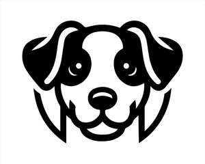 Dog head logo design template. Vector illustration. Simple silhouette. Flat style. Cartoon dog logo. Animal logotype concept. 