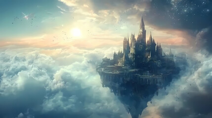 Obraz premium Magic academy in fantasy fantasy world. Magic Academy Tower. Illustration