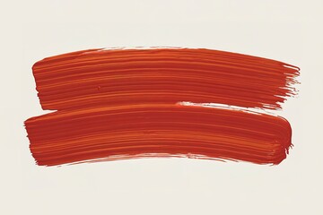 A photo of a thick, vibrant red paint stroke on a white background