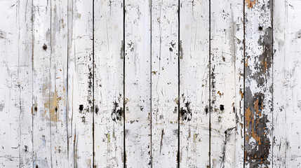 Vintage white wood background - weathered wooden plank painted in white color.