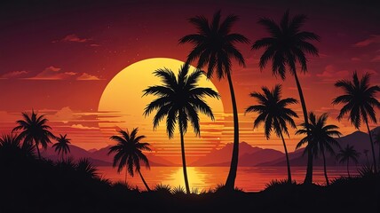 Silhouette Palm Trees Sunset