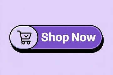 A close-up shot of a purple button with the text SHOP NOW