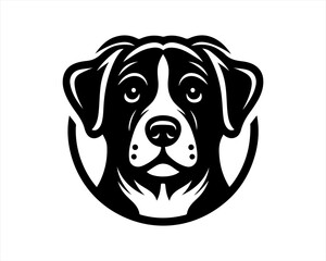 Dog head logo design template. Vector illustration. Simple silhouette. Flat style. Cartoon dog logo. Animal logotype concept. 