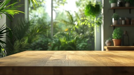 Fototapeta premium Corner table background of free space for your decoration. Blurred interior. 