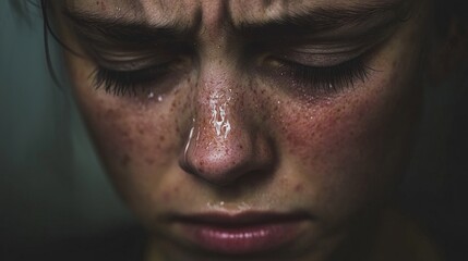 Obraz premium A person feeling sadness after tears begin to flow, illustrating the idea that emotion results from physiological responses