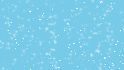 Winter snowfall effect of falling white snow flakes background vector. White snowflake on blue background.