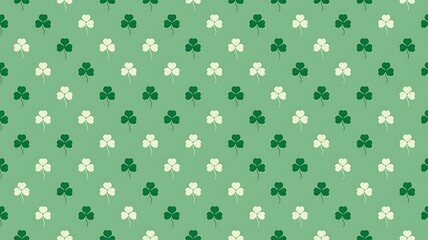 Seamless Green and White Shamrock Pattern