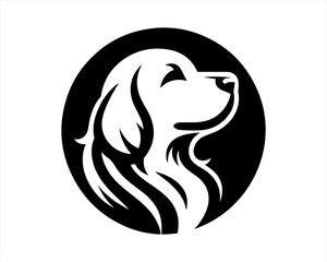 Dog head logo design template. Vector illustration. Simple silhouette. Flat style. Cartoon dog logo. Animal logotype concept. 