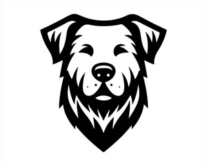 Dog head logo design template. Vector illustration. Simple silhouette. Flat style. Cartoon dog logo. Animal logotype concept. 