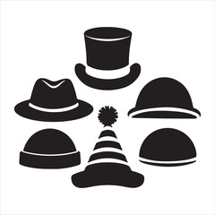  set of vector party hats silhouette