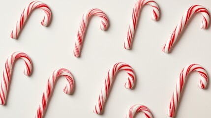 Festive Arrangement of Candy Canes on White Background