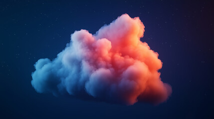 Fototapeta premium vibrant cloud formation illuminated with shades of orange and blue against dark starry background, creating dreamy and ethereal atmosphere.