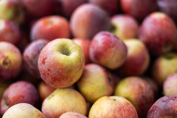 heap of ripe red apples as background