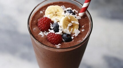 Delicious Chocolate Smoothie with Fresh Fruits