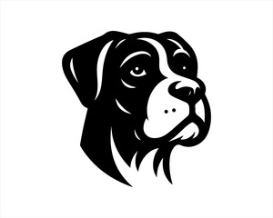 Dog head logo design template. Vector illustration. Simple silhouette. Flat style. Cartoon dog logo. Animal logotype concept. 