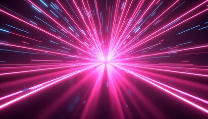 Vaporwave light beams radiating in vibrant colors with dynamic laser effects