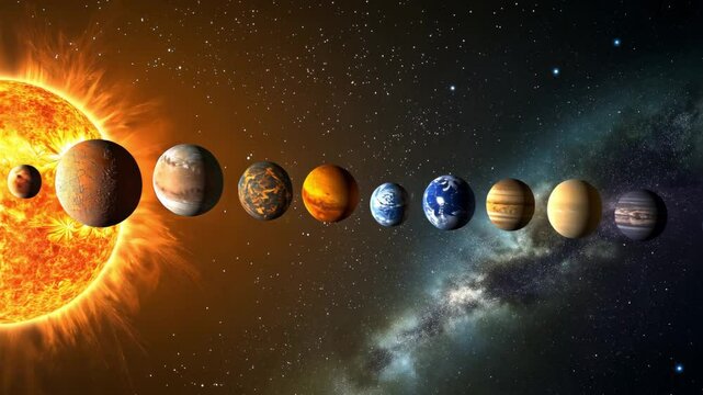 Solar system planets aligned with the Sun in a cosmic view of our galaxy