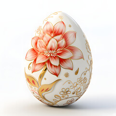 Lotus Art Easter Egg Isolated on White Background