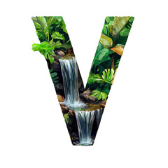 Tropical Waterfall Letter V