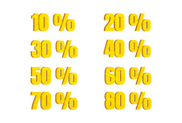 Yellow-Colored Collection of Discount Percentages