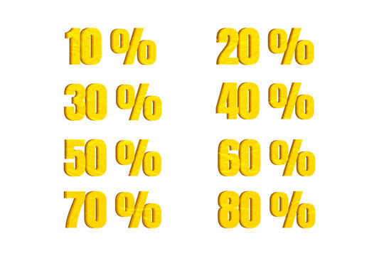 Yellow-Colored Collection of Discount Percentages
