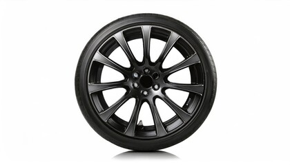 Obraz premium black car wheel isolated on white background 