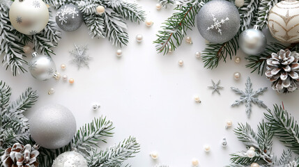 White Background with Christmas Decorations